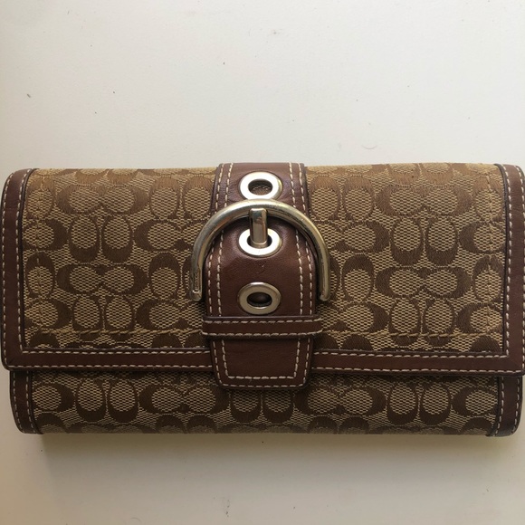 Brown Leather Coach wallet and check wallet - Picture 1 of 5